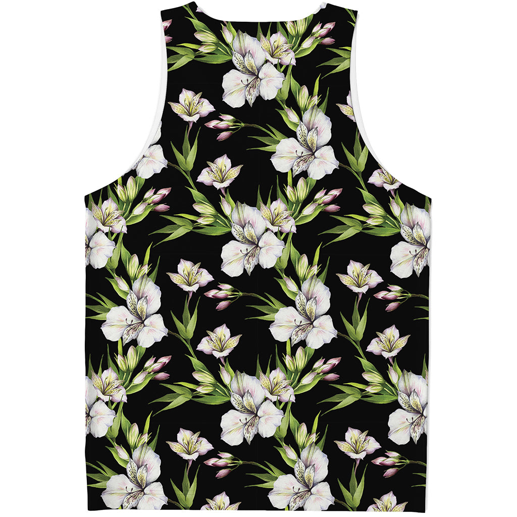 Watercolor Alstroemeria Pattern Print Men's Tank Top