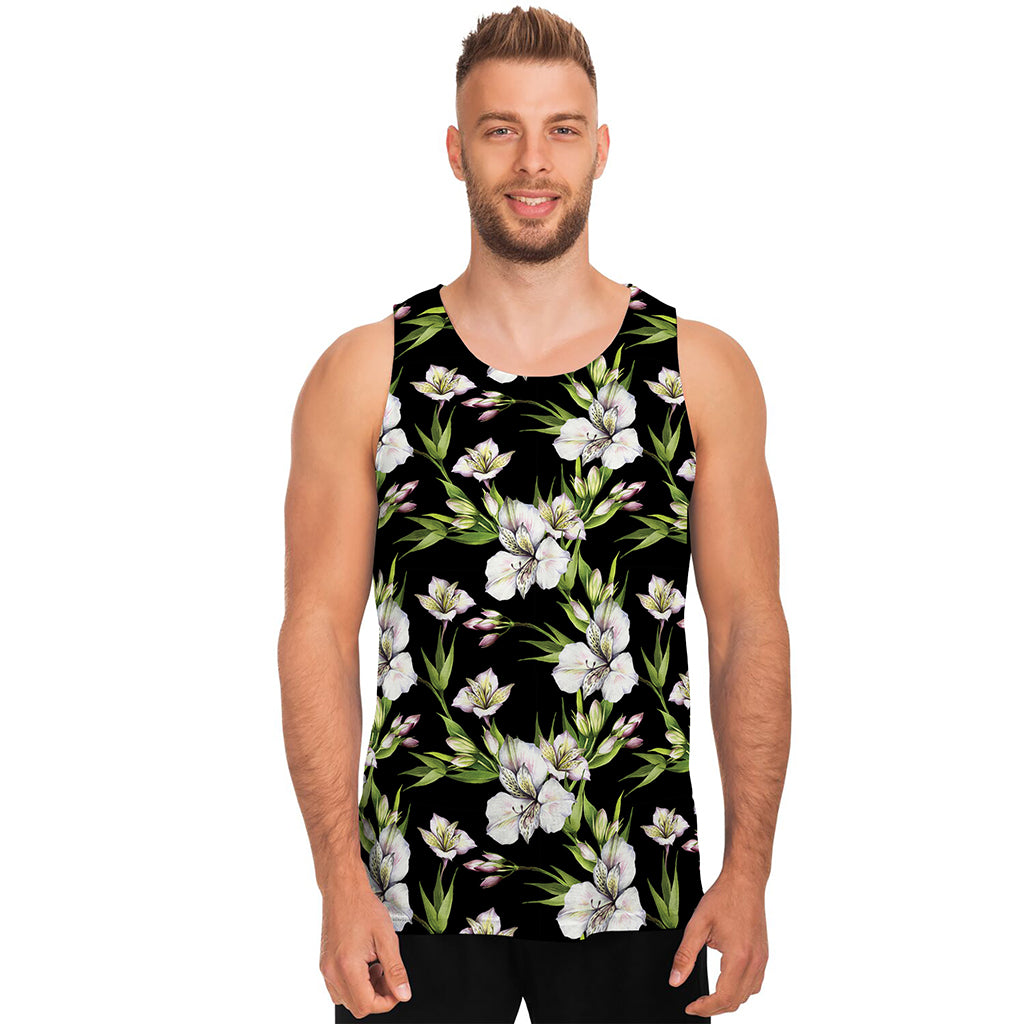 Watercolor Alstroemeria Pattern Print Men's Tank Top