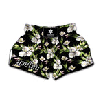 Watercolor Alstroemeria Pattern Print Muay Thai Boxing Shorts