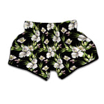 Watercolor Alstroemeria Pattern Print Muay Thai Boxing Shorts