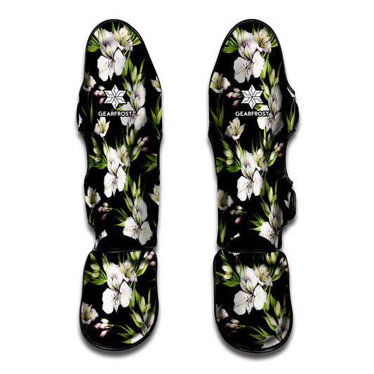 Watercolor Alstroemeria Pattern Print Muay Thai Shin Guard