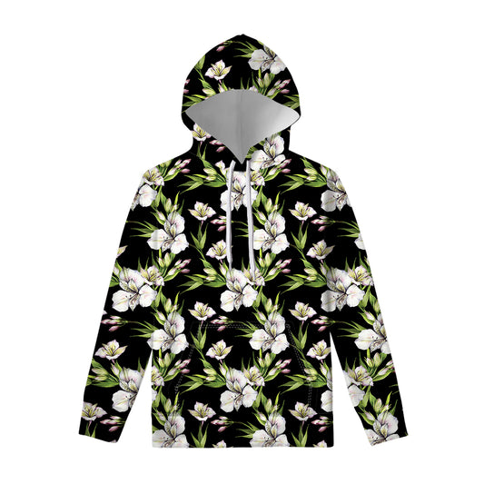 Watercolor Alstroemeria Pattern Print Pullover Hoodie