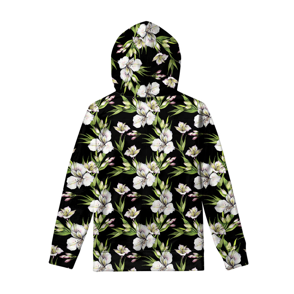 Watercolor Alstroemeria Pattern Print Pullover Hoodie