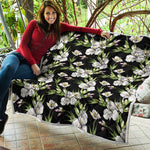 Watercolor Alstroemeria Pattern Print Quilt