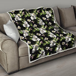 Watercolor Alstroemeria Pattern Print Quilt
