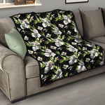 Watercolor Alstroemeria Pattern Print Quilt