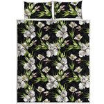 Watercolor Alstroemeria Pattern Print Quilt Bed Set
