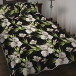 Watercolor Alstroemeria Pattern Print Quilt Bed Set