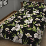 Watercolor Alstroemeria Pattern Print Quilt Bed Set