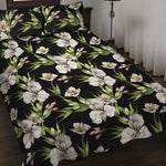 Watercolor Alstroemeria Pattern Print Quilt Bed Set