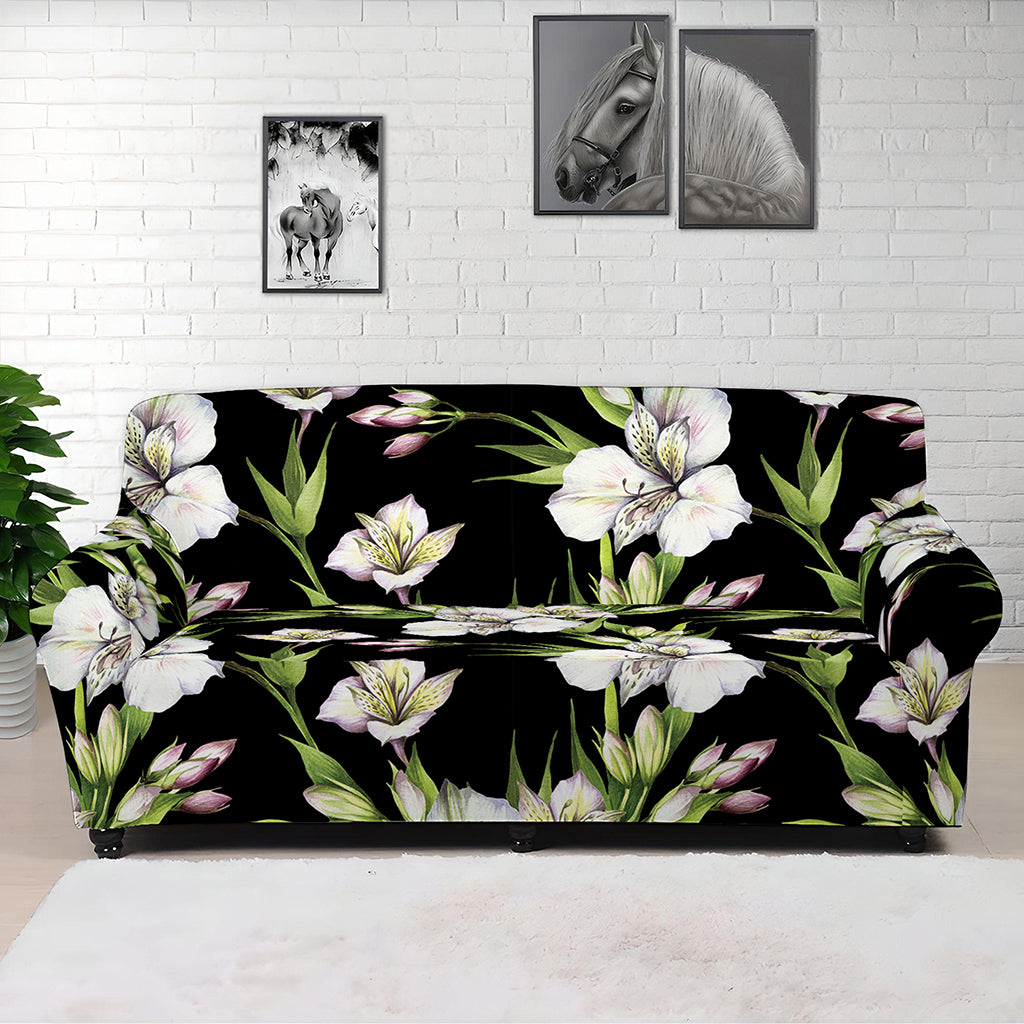 Watercolor Alstroemeria Pattern Print Sofa Cover
