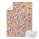 Watercolor Apricot Fruit Pattern Print Blanket