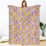 Watercolor Apricot Fruit Pattern Print Blanket