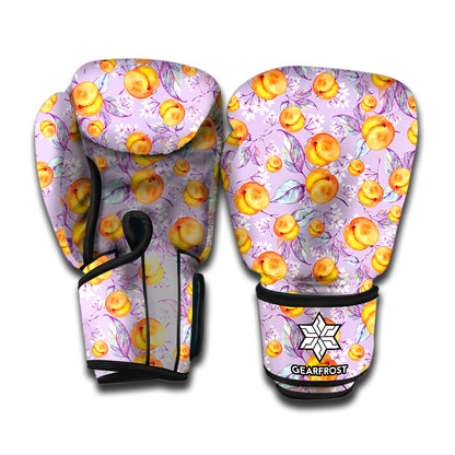 Watercolor Apricot Fruit Pattern Print Boxing Gloves