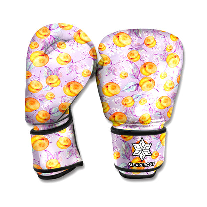 Watercolor Apricot Fruit Pattern Print Boxing Gloves
