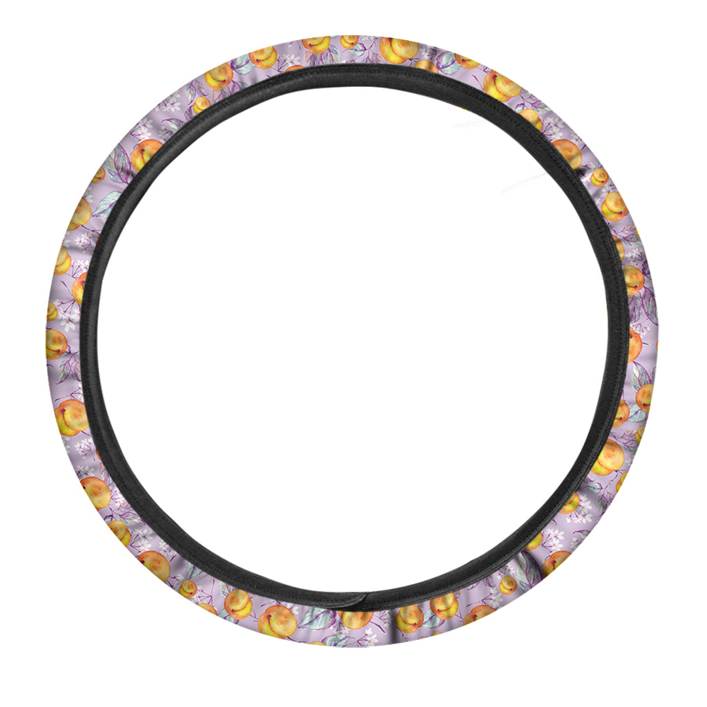 Watercolor Apricot Fruit Pattern Print Car Steering Wheel Cover