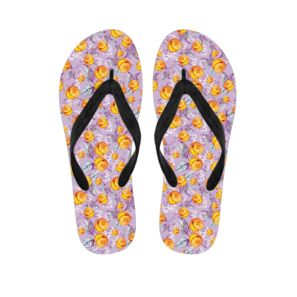 Watercolor Apricot Fruit Pattern Print Flip Flops