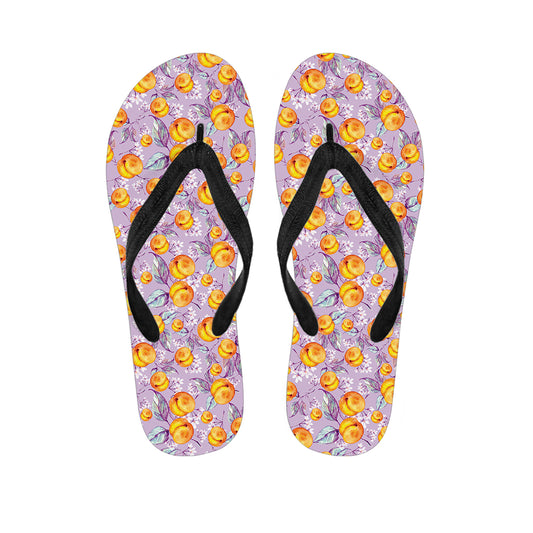 Watercolor Apricot Fruit Pattern Print Flip Flops