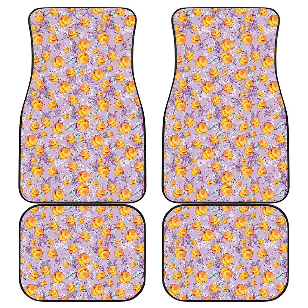 Watercolor Apricot Fruit Pattern Print Front and Back Car Floor Mats