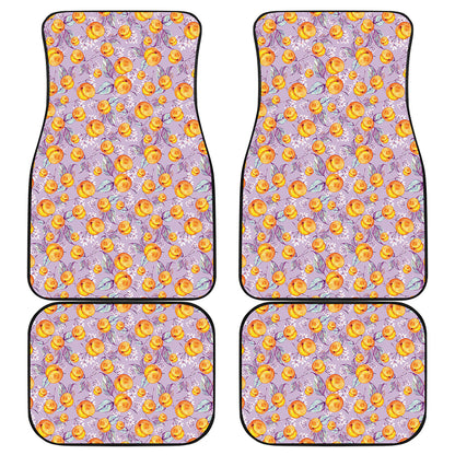 Watercolor Apricot Fruit Pattern Print Front and Back Car Floor Mats