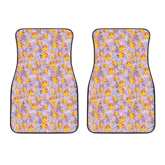 Watercolor Apricot Fruit Pattern Print Front Car Floor Mats
