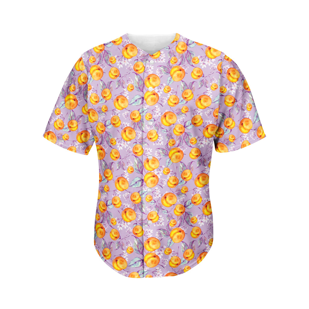 Watercolor Apricot Fruit Pattern Print Men's Baseball Jersey