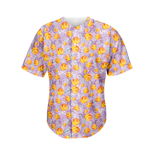 Watercolor Apricot Fruit Pattern Print Men's Baseball Jersey