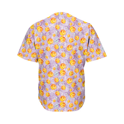 Watercolor Apricot Fruit Pattern Print Men's Baseball Jersey