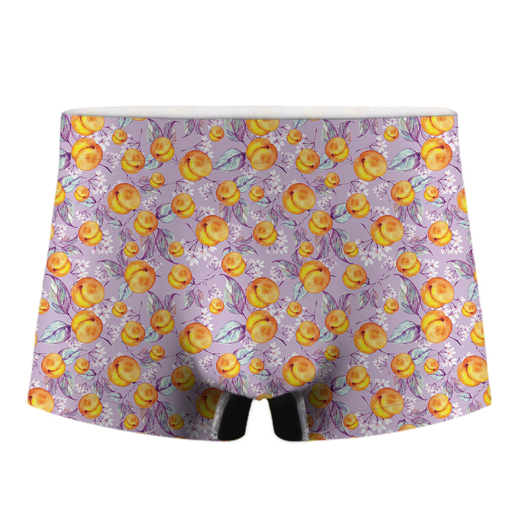 Watercolor Apricot Fruit Pattern Print Men's Boxer Briefs