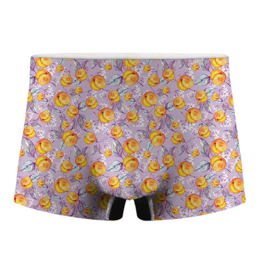 Watercolor Apricot Fruit Pattern Print Men's Boxer Briefs