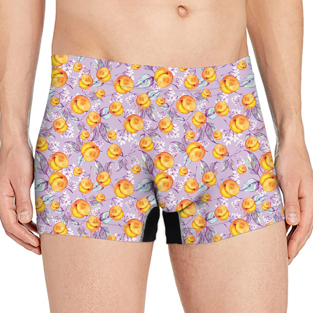 Watercolor Apricot Fruit Pattern Print Men's Boxer Briefs
