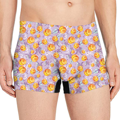 Watercolor Apricot Fruit Pattern Print Men's Boxer Briefs