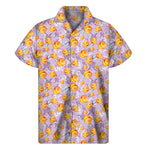 Watercolor Apricot Fruit Pattern Print Men's Short Sleeve Shirt
