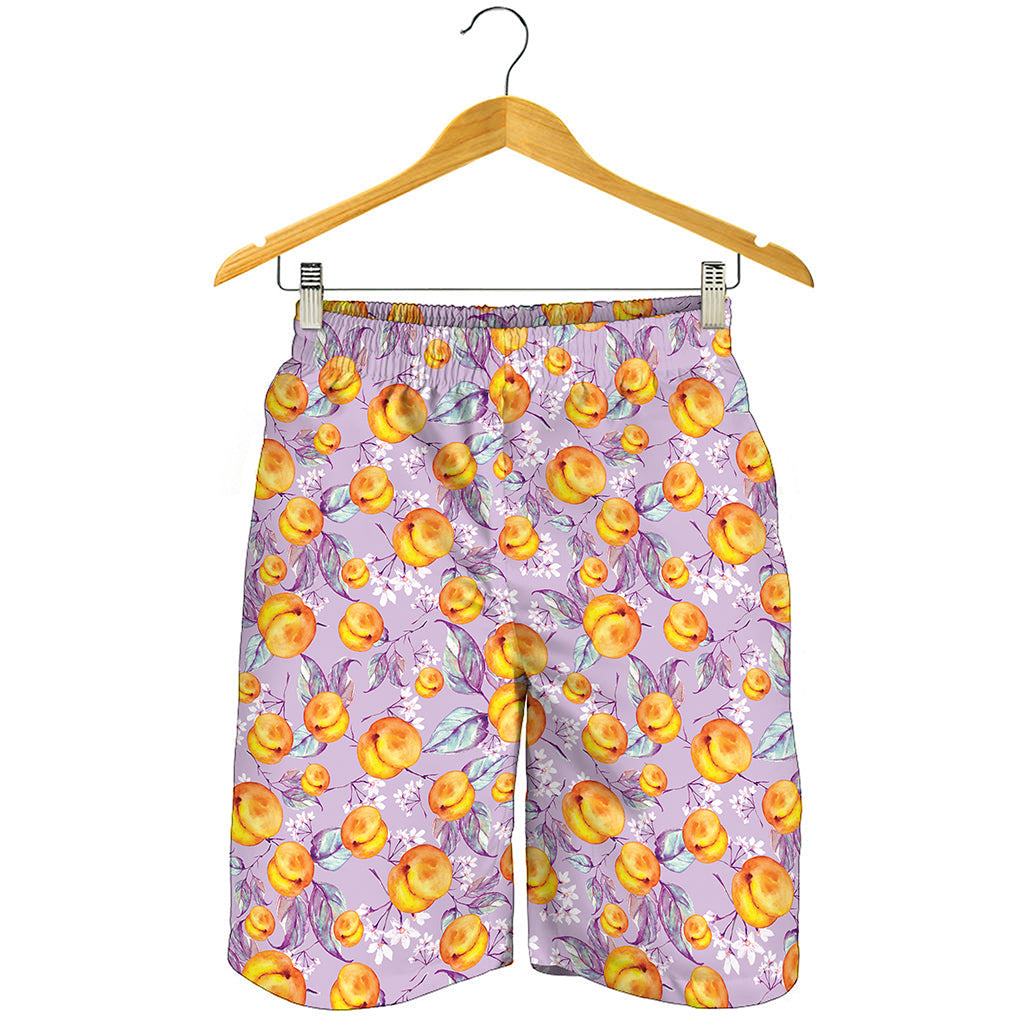 Watercolor Apricot Fruit Pattern Print Men's Shorts