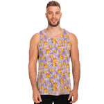 Watercolor Apricot Fruit Pattern Print Men's Tank Top