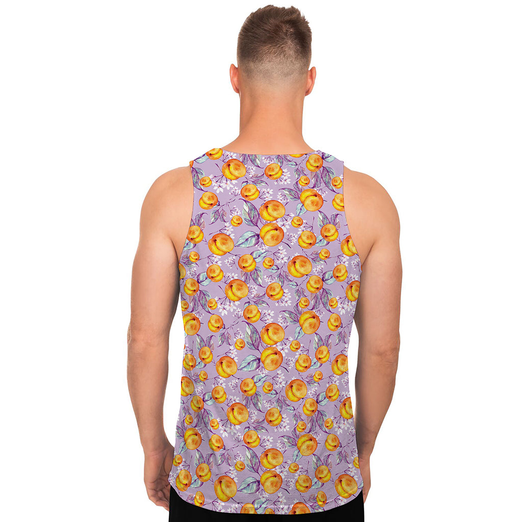 Watercolor Apricot Fruit Pattern Print Men's Tank Top