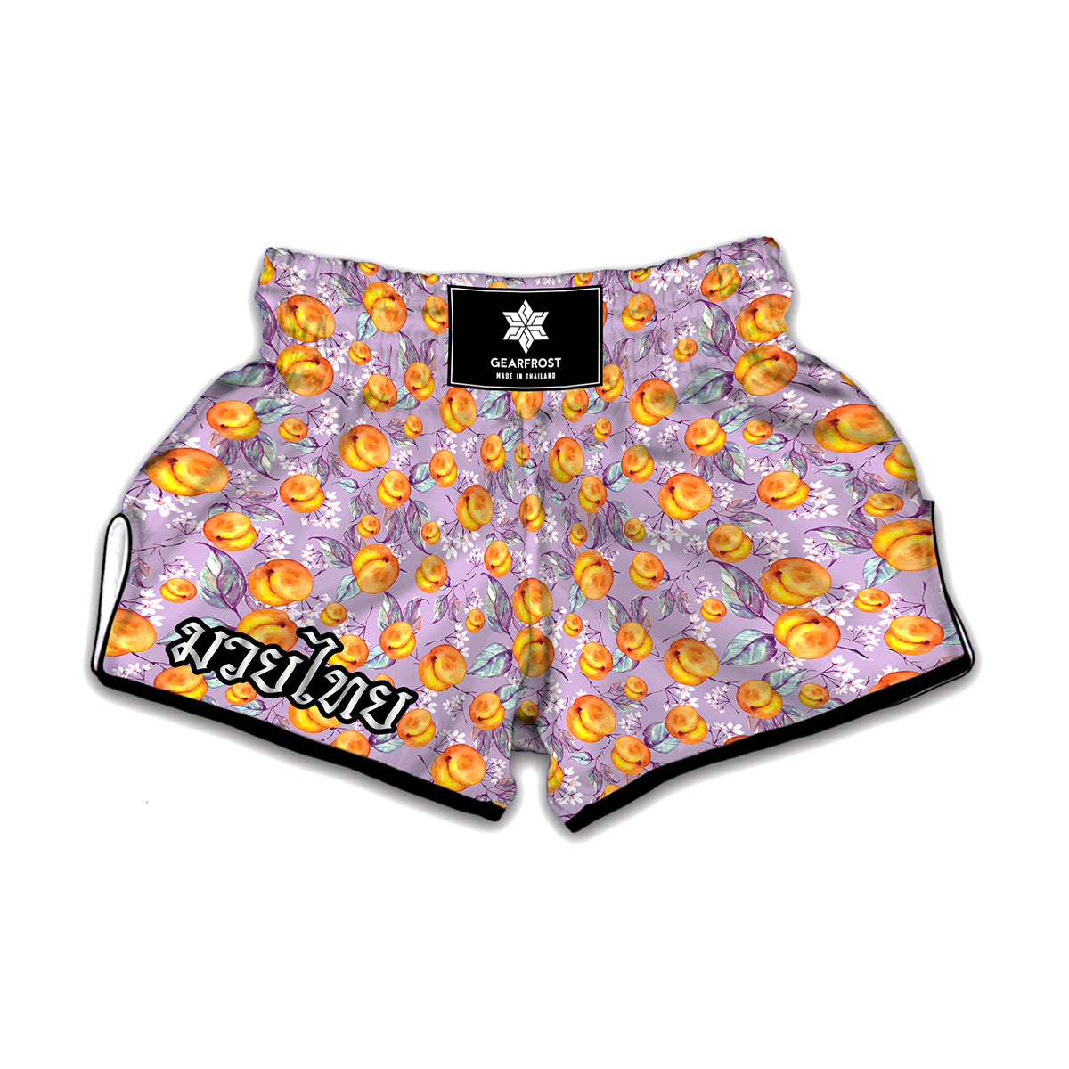 Watercolor Apricot Fruit Pattern Print Muay Thai Boxing Shorts