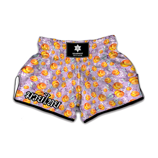 Watercolor Apricot Fruit Pattern Print Muay Thai Boxing Shorts