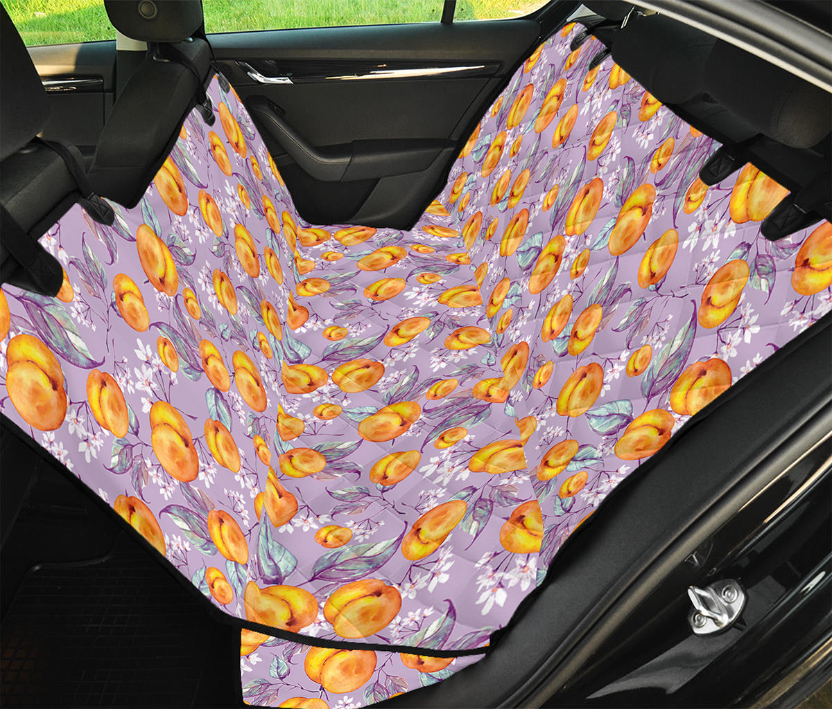 Watercolor Apricot Fruit Pattern Print Pet Car Back Seat Cover