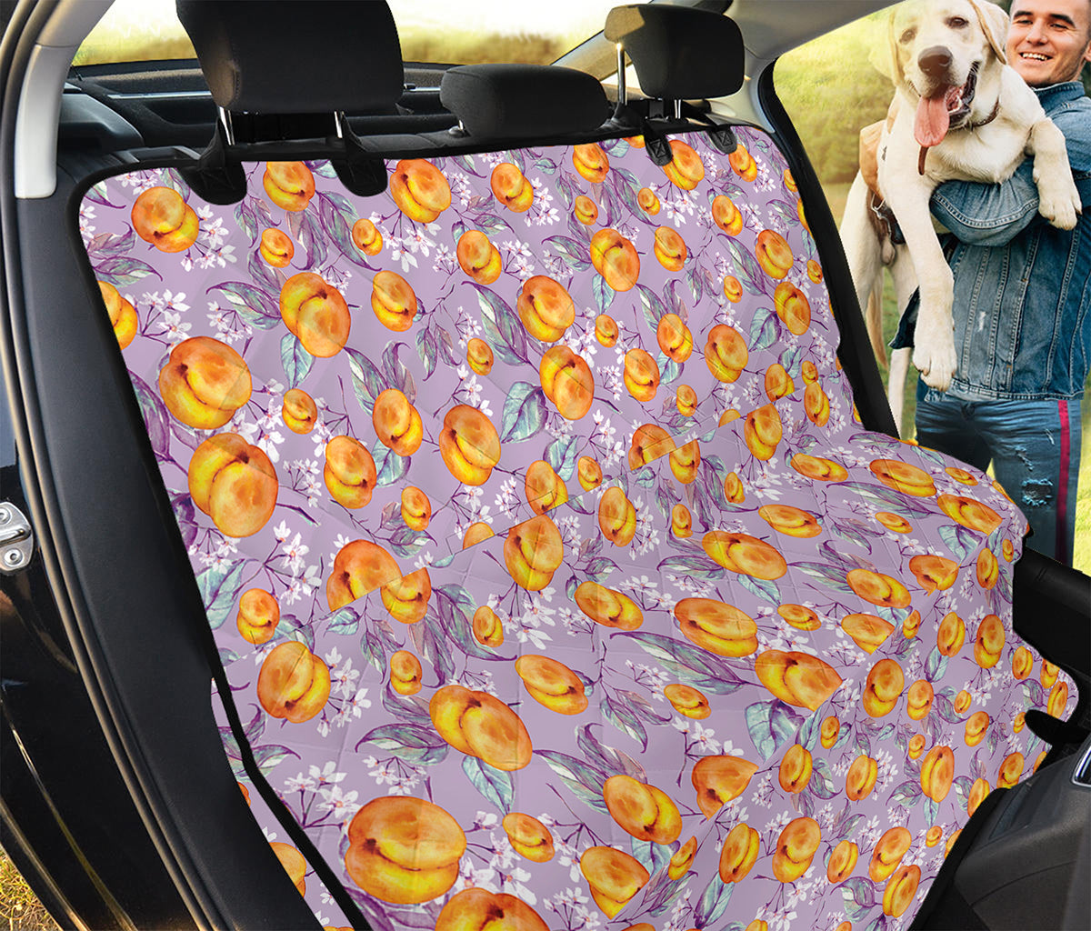 Watercolor Apricot Fruit Pattern Print Pet Car Back Seat Cover