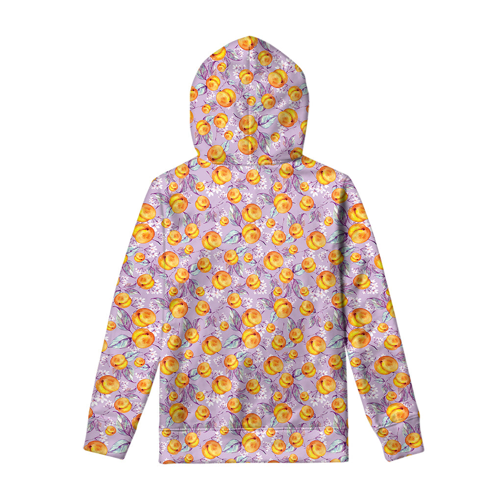 Watercolor Apricot Fruit Pattern Print Pullover Hoodie