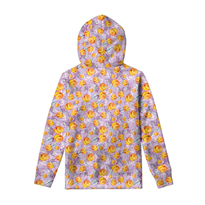 Watercolor Apricot Fruit Pattern Print Pullover Hoodie
