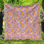 Watercolor Apricot Fruit Pattern Print Quilt