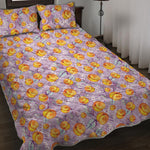 Watercolor Apricot Fruit Pattern Print Quilt Bed Set