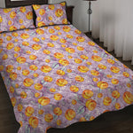 Watercolor Apricot Fruit Pattern Print Quilt Bed Set