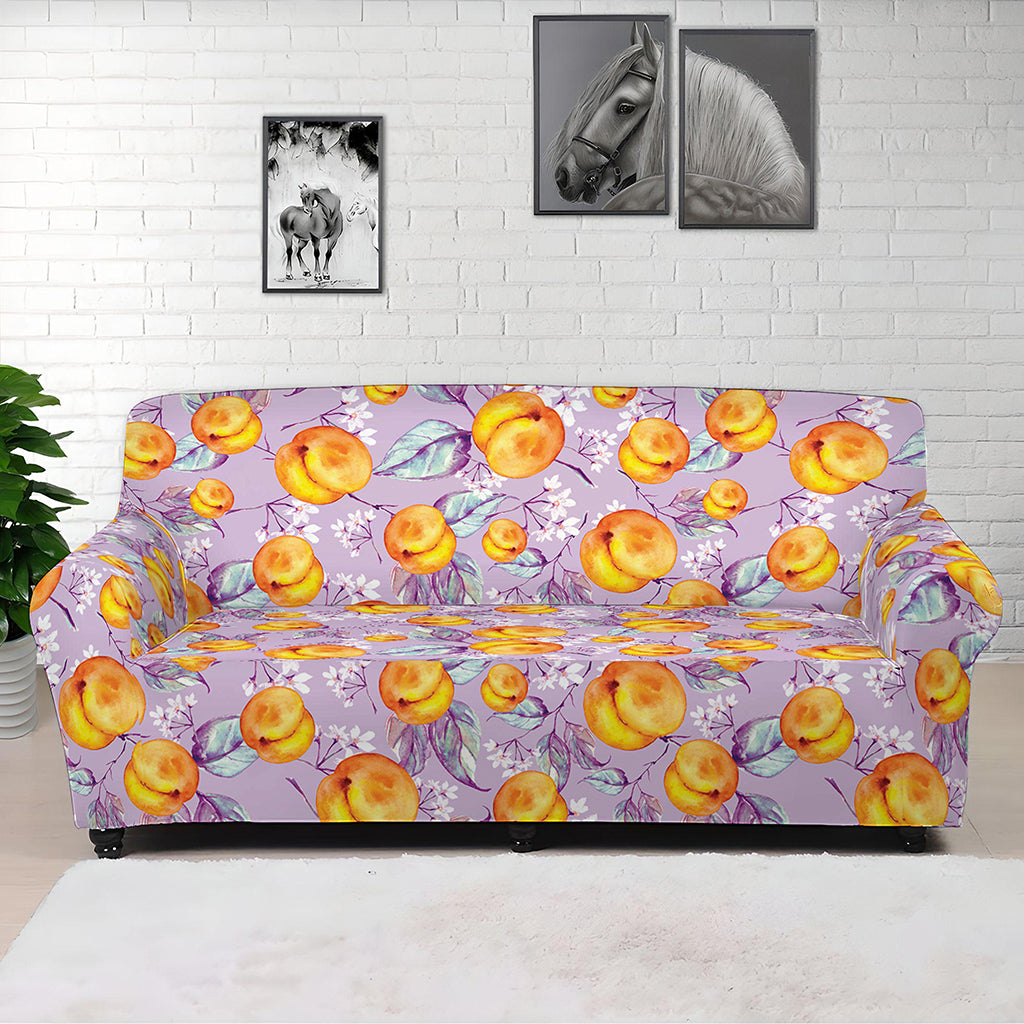 Watercolor Apricot Fruit Pattern Print Sofa Cover