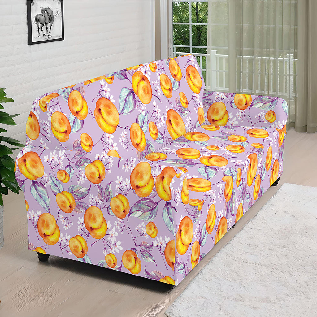 Watercolor Apricot Fruit Pattern Print Sofa Cover