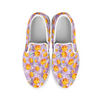 Watercolor Apricot Fruit Pattern Print White Slip On Shoes
