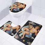 Watercolor Aquarius Zodiac Sign Print 3 Piece Bath Mat Set