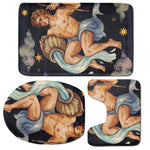 Watercolor Aquarius Zodiac Sign Print 3 Piece Bath Mat Set